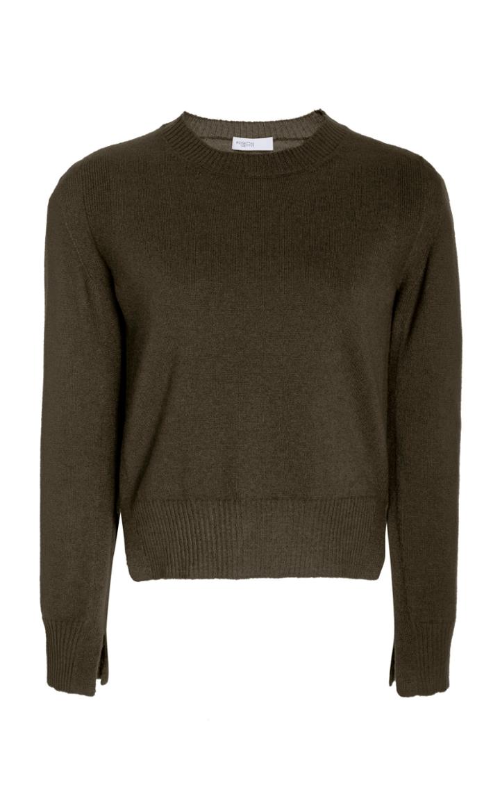 Rosetta Getty Cropped Slit Wool-blend Sweater