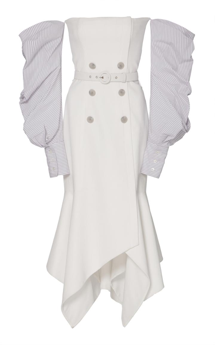 Jonathan Simkhai Twill Tailored Off The Shoulder Handkerchief Dress