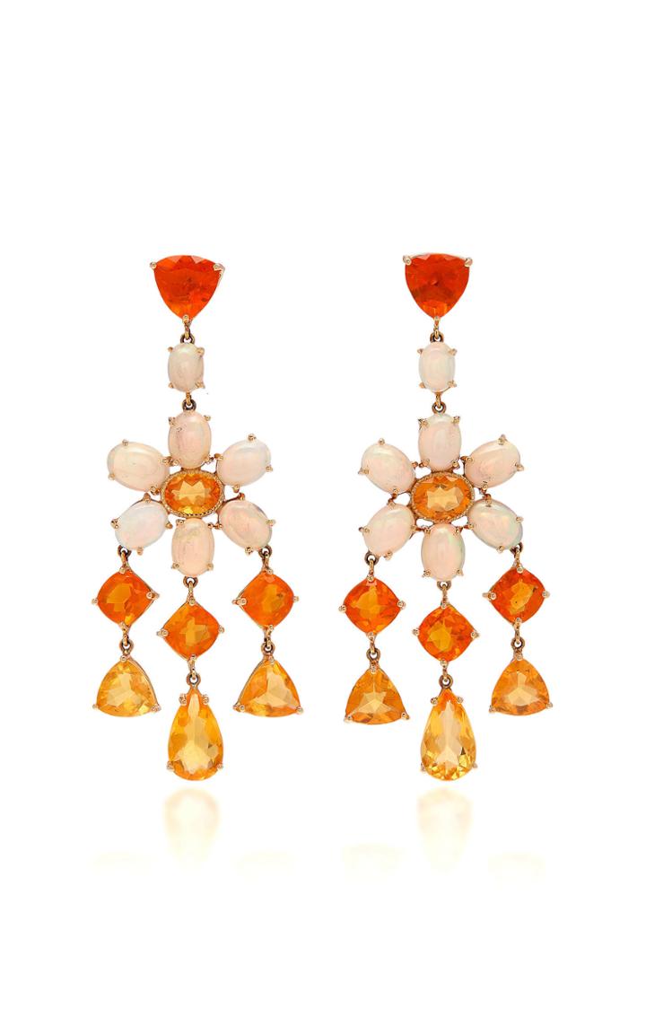 Nina Runsdorf M'o Exclusive: One-of-a-kind Mixed Shape Mexican Fire Opal Earrings