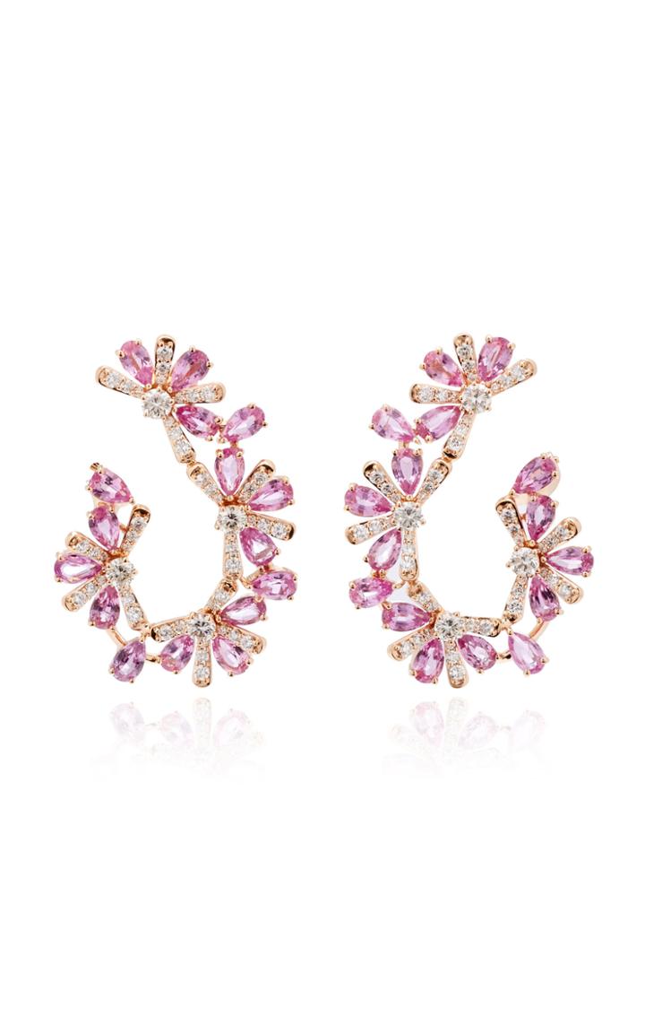 Hueb M'o Exclusive Pink Sapphire Curved Hoop Earring