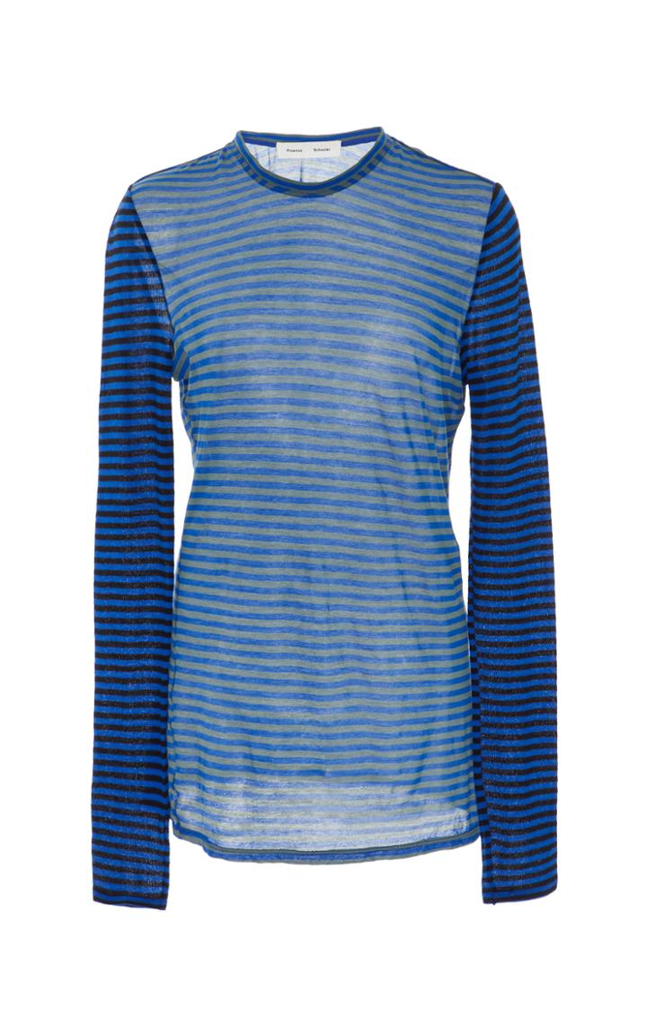 Proenza Schouler Pswl Long-sleeved Mixed Stripe Jersey Tee