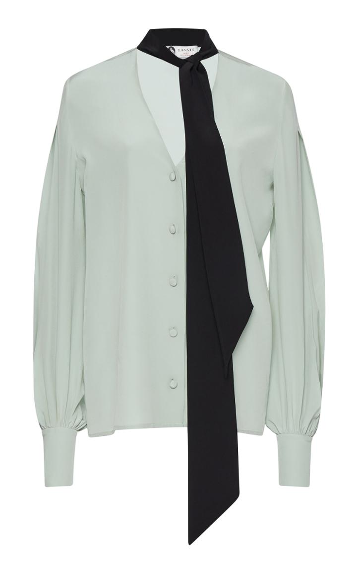 Lanvin Pussy-bow Silk Blouse