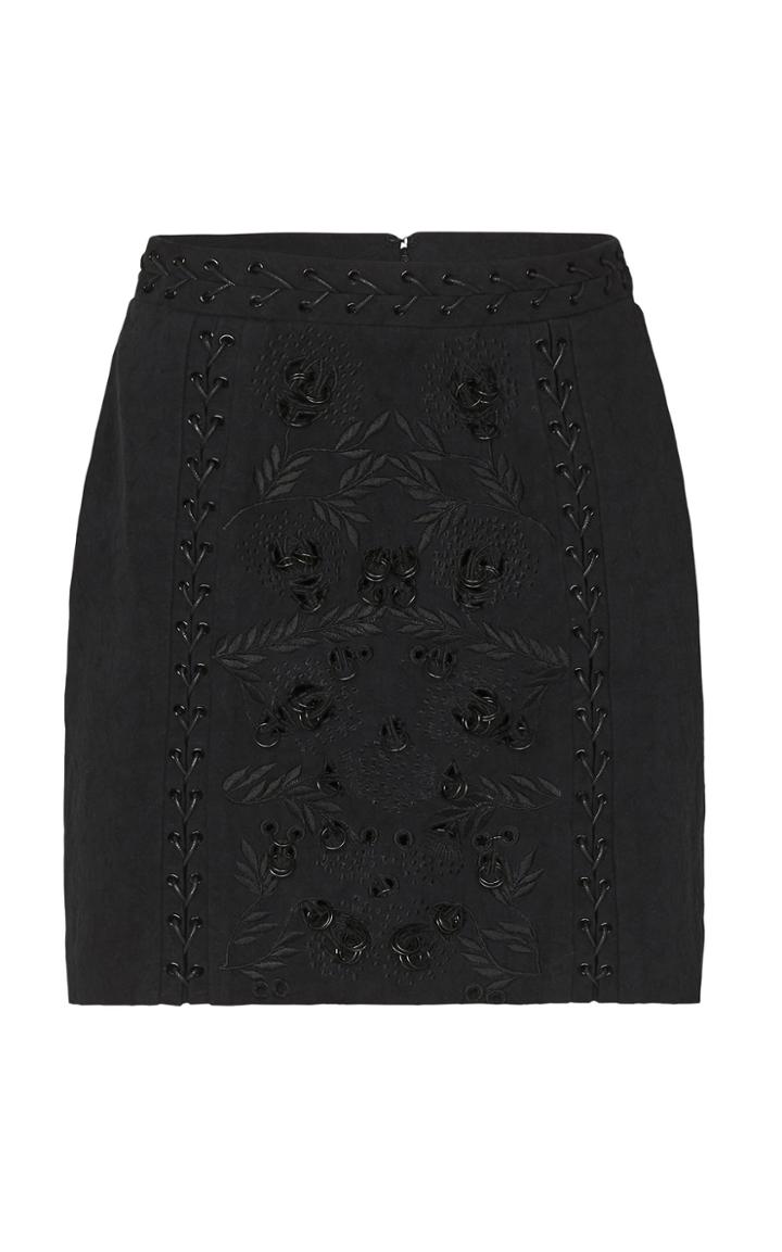 Acler Henning Embroidered Linen Mini Skirt
