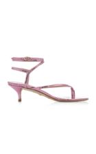 Stuart Weitzman Jimena Metallic Snake-effect Leather Sandals