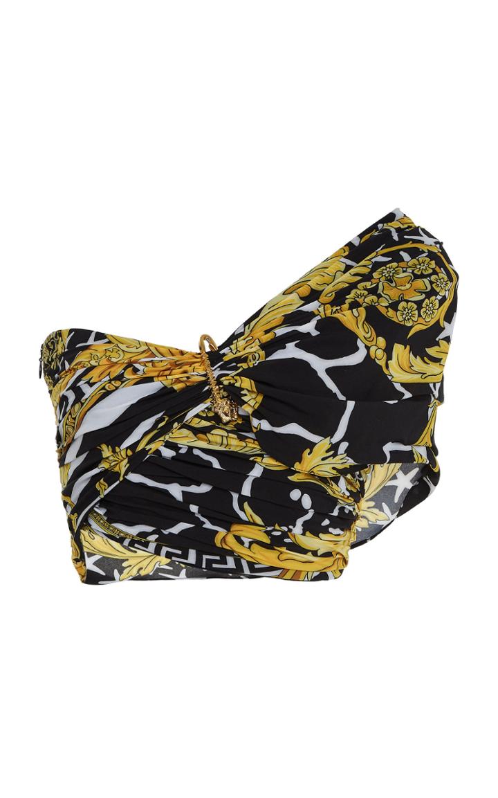 Versace Printed Cady One Shoulder Top