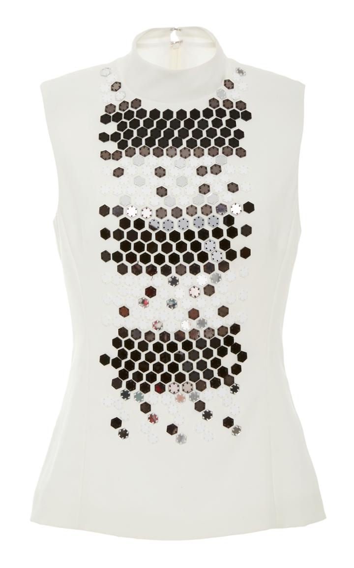 Bibhu Mohapatra Crystal Embroidered Turtleneck Top