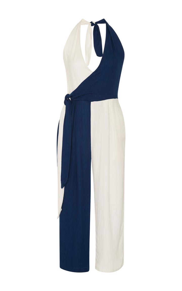 Solid & Striped Camille Wrap Two-tone Jumpsuit