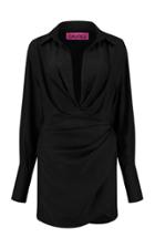 Gauge81 Naha Draped Silk Mini Shirt Dress