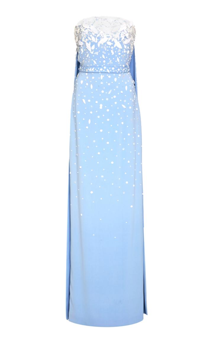 Oscar De La Renta Strapless Cape Dress