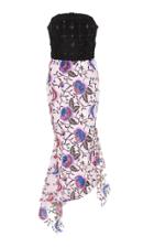 Christian Siriano Floral Sequin Embroidered Asymmetrical Hem Dress
