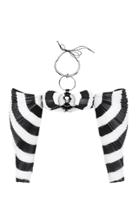 Moda Operandi Balmain Pleated Striped Ring-embellished Cold-shoulder Top Size: 34