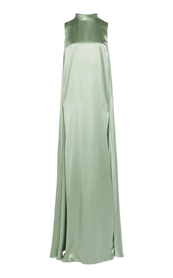 Brandon Maxwell Tie-detailed Silk-satin Gown