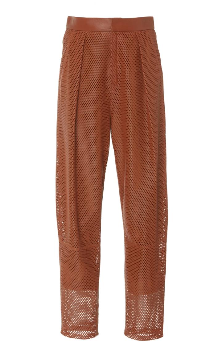 Zeynep Aray Perforated Leather Trousers