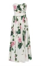 Dolce & Gabbana Strapless Floral-print Cotton-poplin Midi Dress Size: