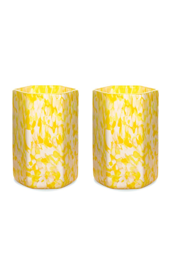 Moda Operandi Stories Of Italy Set Of 2 Hexagonal Msm Ivory/yellow Glasses