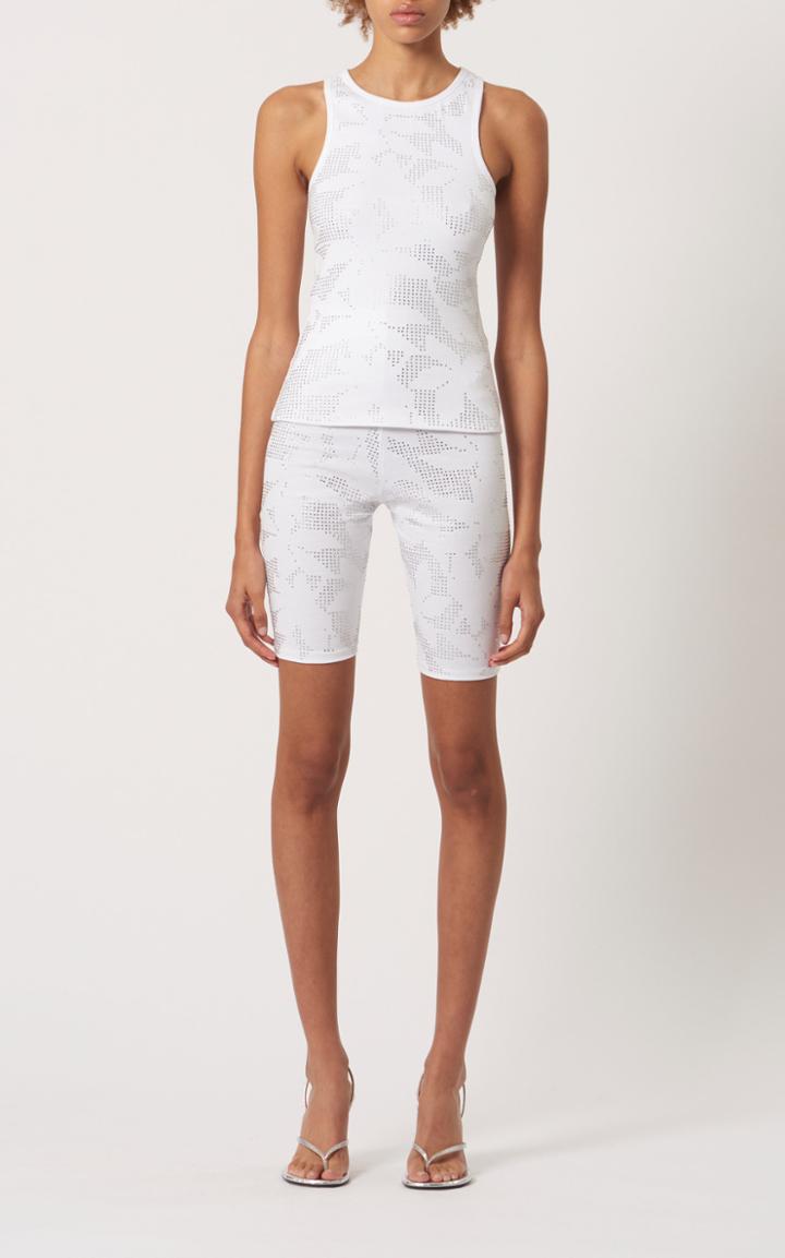 Moda Operandi David Koma Flower Hotfix Crystal-embellished Jersey Shorts