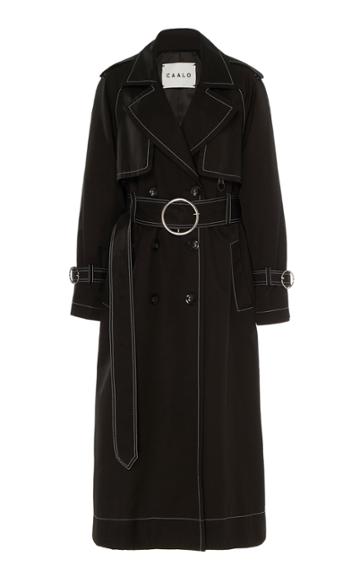 Caalo Contrast Stitch Hooded Trench Coat