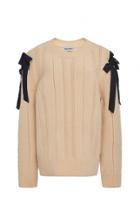 Moda Operandi Molly Goddard Blanche Ribbon-detailed Pointelle-knit Wool Sweater Size