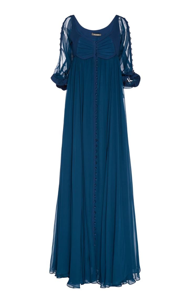 Moda Operandi Zac Posen Pleated Silk Maxi Dress Size: 0