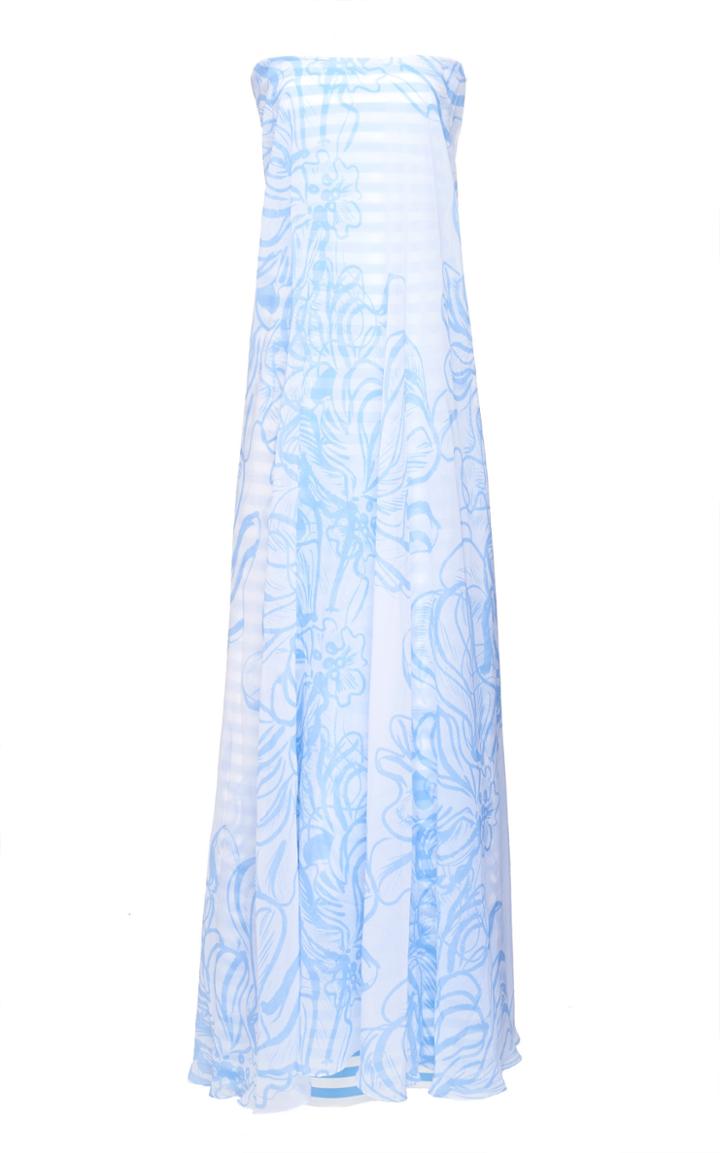 Leal Daccarett Noches De Verano Noches De Verano Sequin-embellished Striped Chiffon-crepe Dress