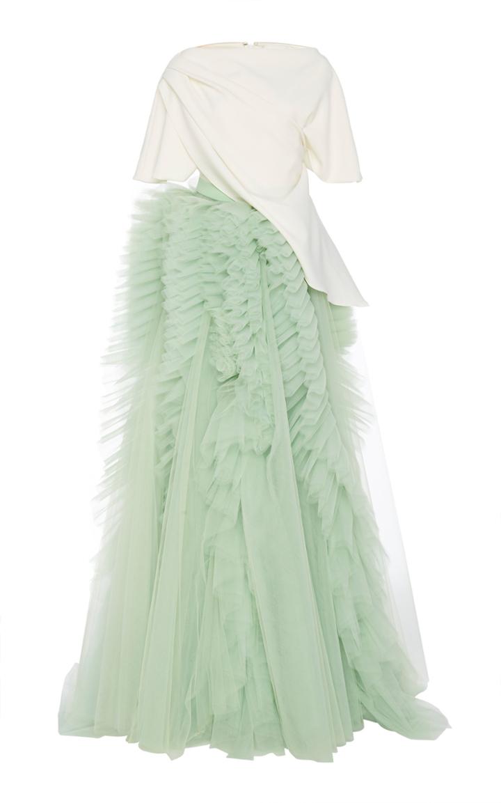 Moda Operandi Christian Siriano Draped Ruffle-embellished Tulle Gown Size: 6