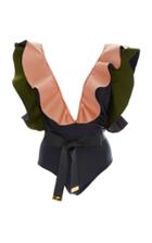 Agua De Coco Belted Ruffled Swimsuit
