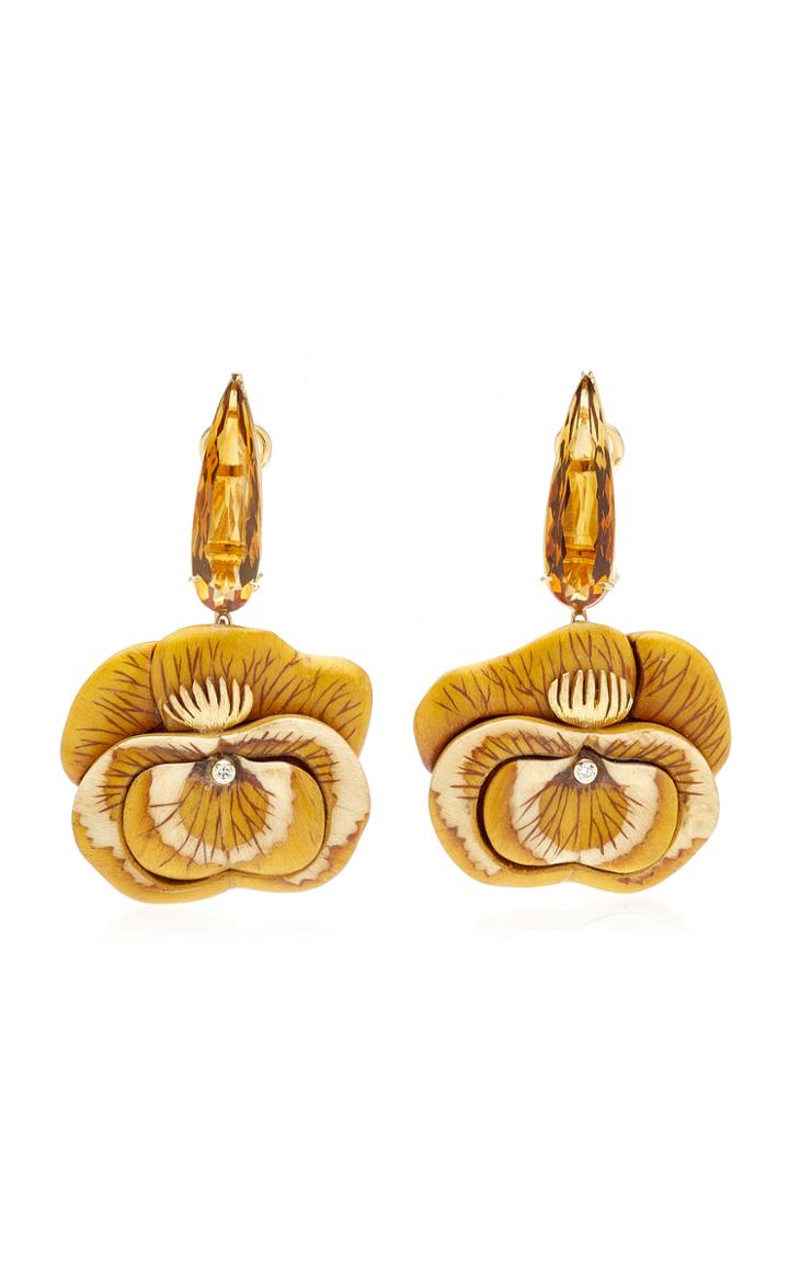 Moda Operandi Silvia Furmanovich Sculptural Botanical Marquetry Pansy Earrings