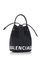 Balenciaga Wheel Drawstring Leather Bucket Bag