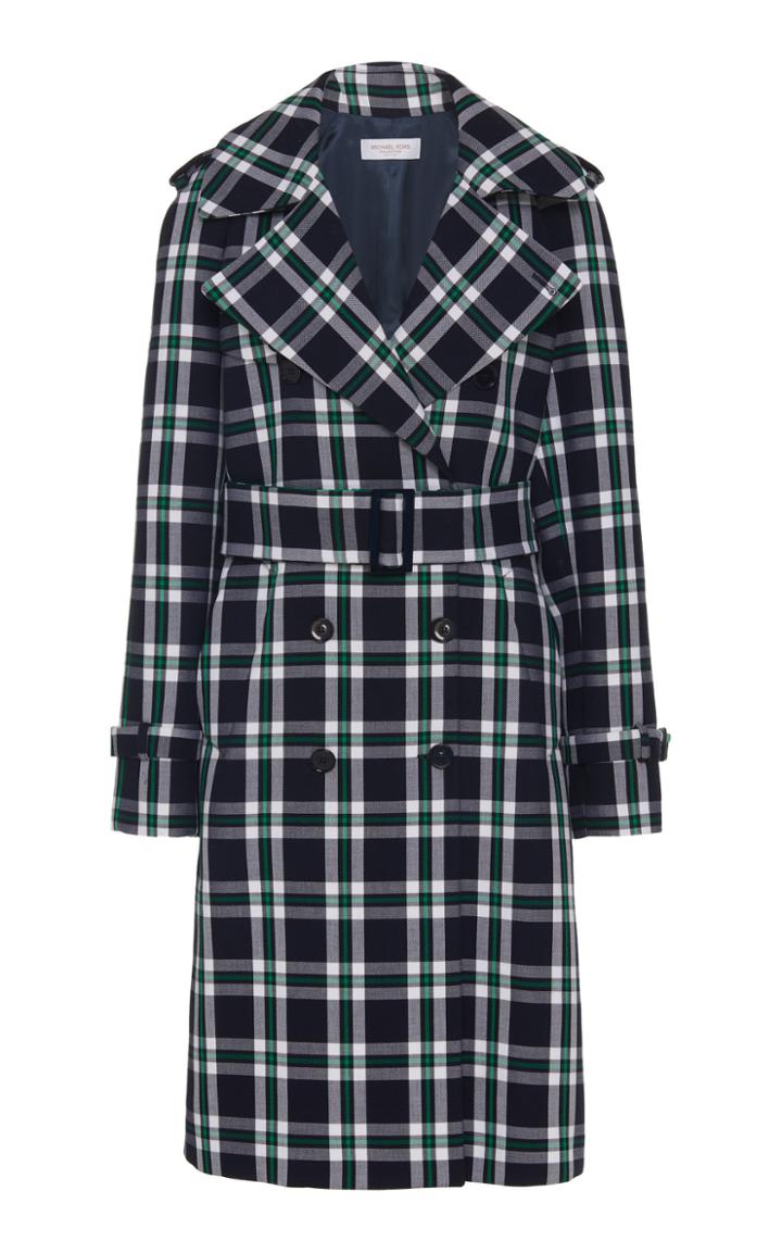 Moda Operandi Michael Kors Collection Tartan Cotton Trench Coat Size: 0