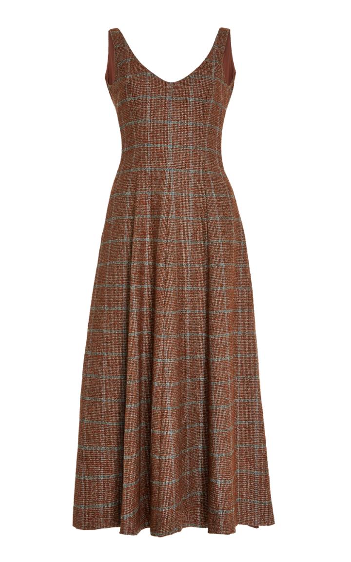 Zeynep Arcay Plaid Alpaca Backless Dress