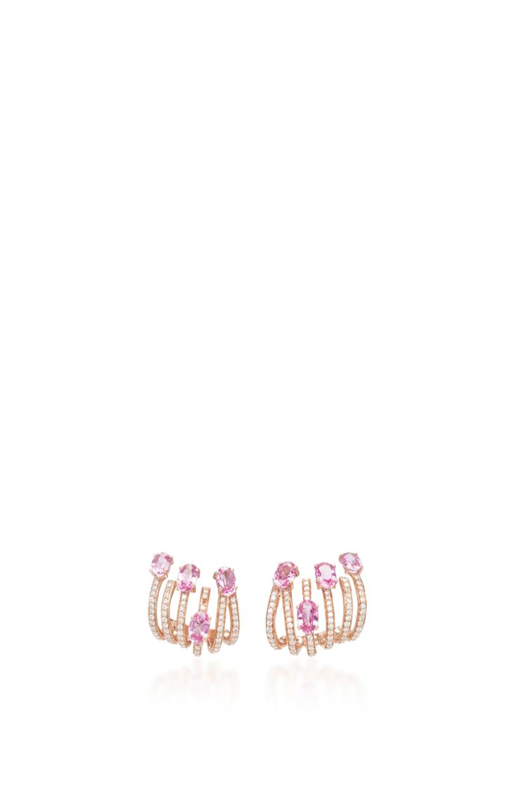 Hueb 18k Rose Gold And Sapphire Spectrum Earrings