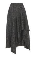 Oscar De La Renta Herringbone Silk-wool Asymmetrical Skirt