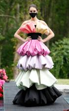 Moda Operandi Christian Siriano Strapless Multi Colored Silk Faille Tiered Gown