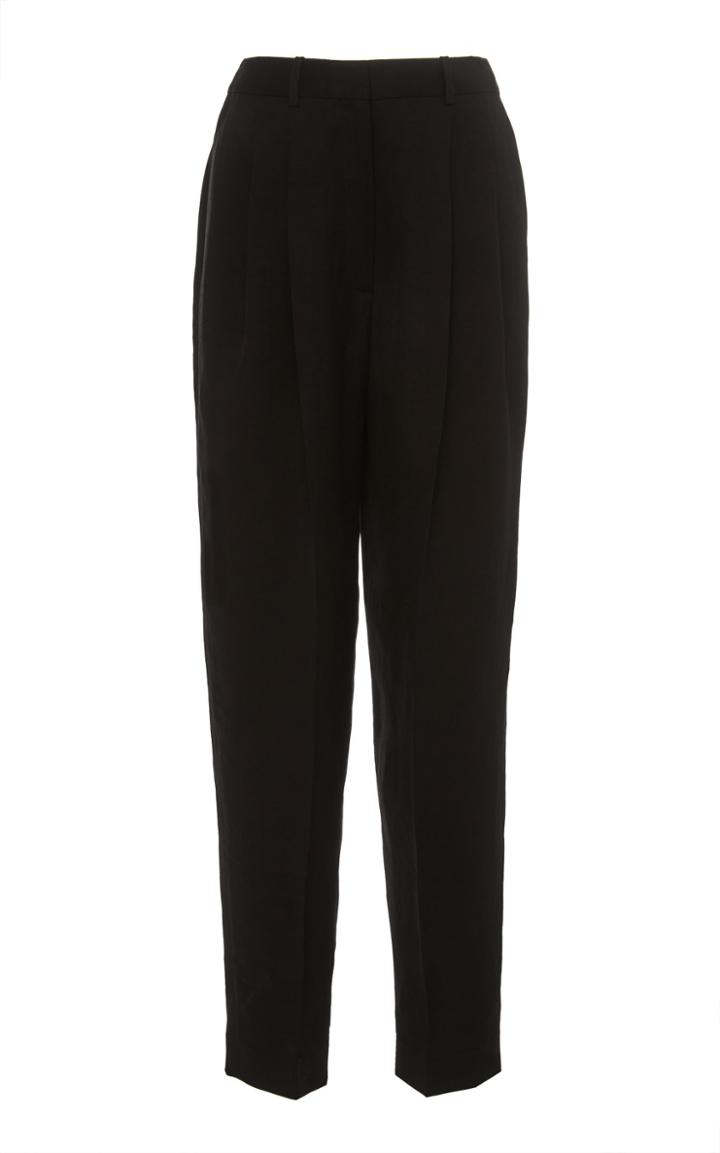 Partow Rio Pintucked Wool-silk Straight-leg Pants
