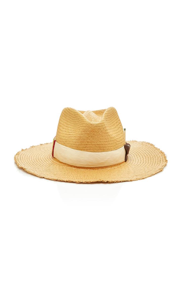Nick Fouquet Melisande Grosgrain-trimmed Straw Hat