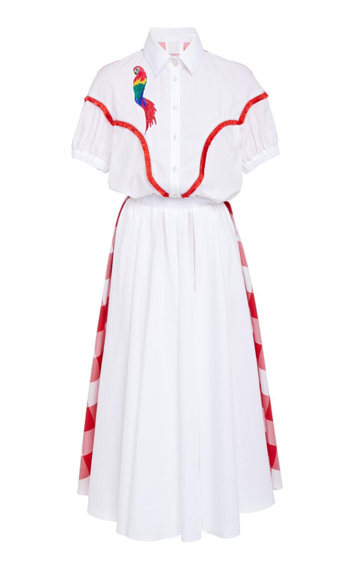Stella Jean Parrot Combo Shirt Dress