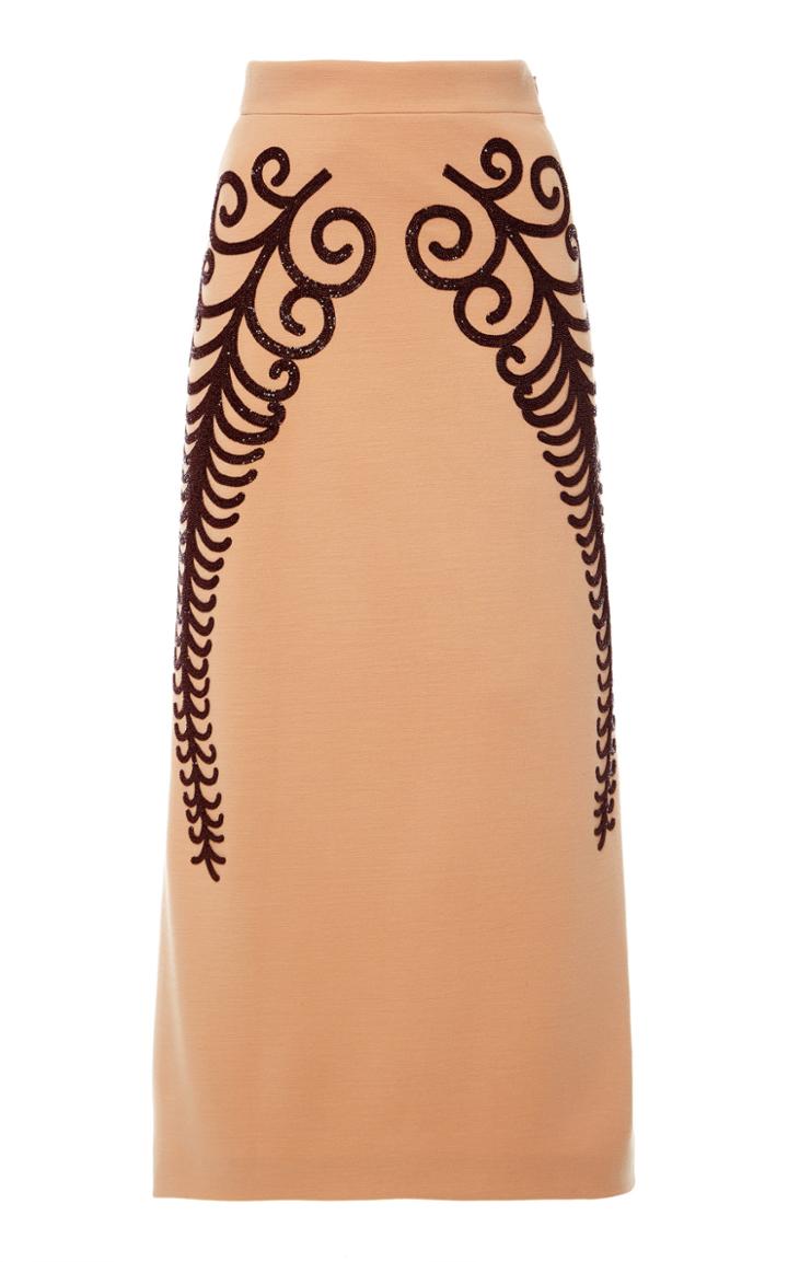 Moda Operandi Prada Embellished High-rise Wool Midi Skirt Size: 36