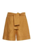 Zeus + Dione Minos Belted Raw Silk Shorts