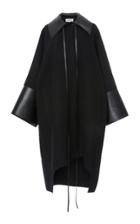 Loewe Leather Trim Wool Coat
