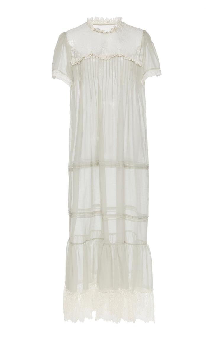 Brock Collection Ophelia Ruffled Mockneck Cotton And Silk Dress