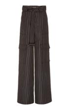 Oscar De La Renta Striped Wool-blend Cargo Pants
