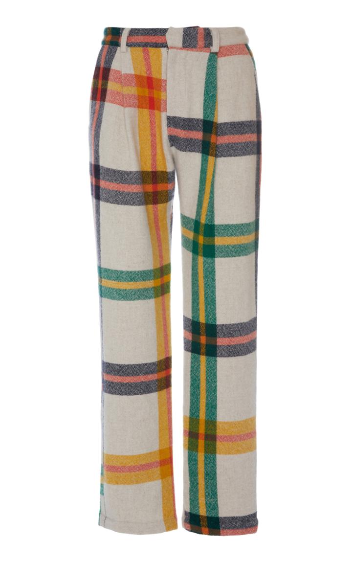 The Elder Statesman Tartan Woven Pleated California Trousers