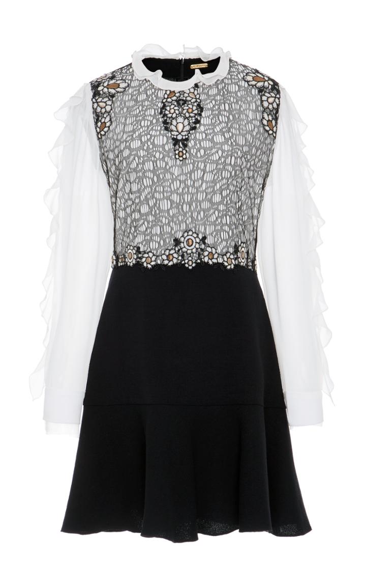 Amelia Toro Lace And Wool Crepe Short Dress