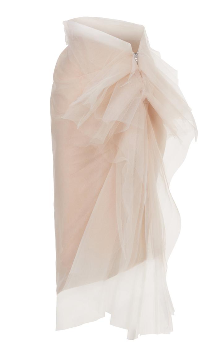 Maticevski Atmospheric Ruffled Tulle Pencil Skirt