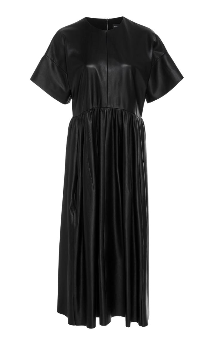 Narciso Rodriguez Gathered Leather Midi Dress