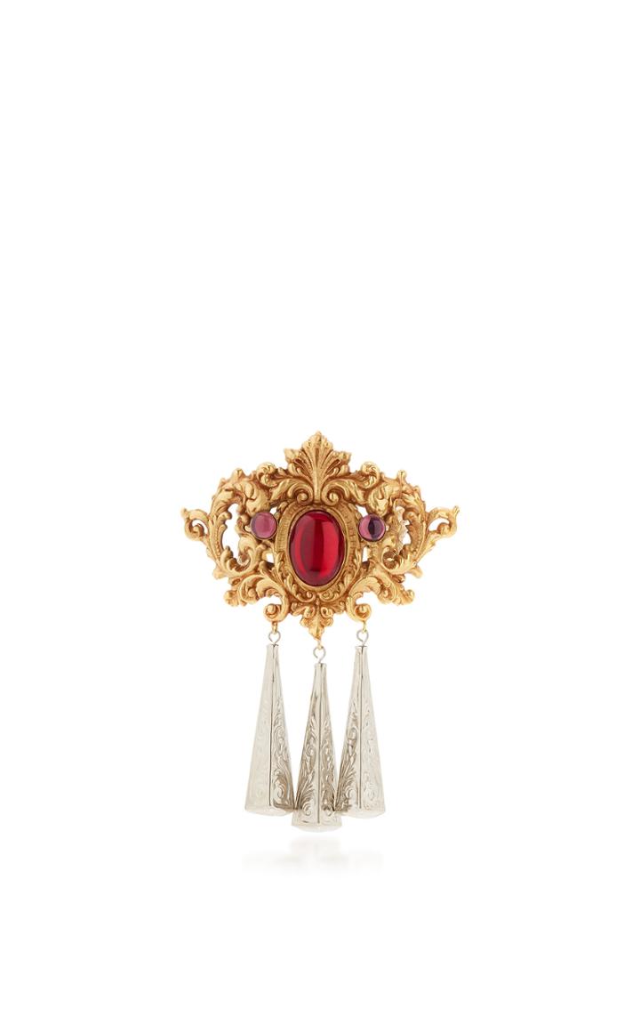 Rodarte Gold Arm Cuff With Ruby Glass Cabochon