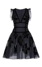 Elie Saab Sleeveless Tulle Embroidered Mini Dress