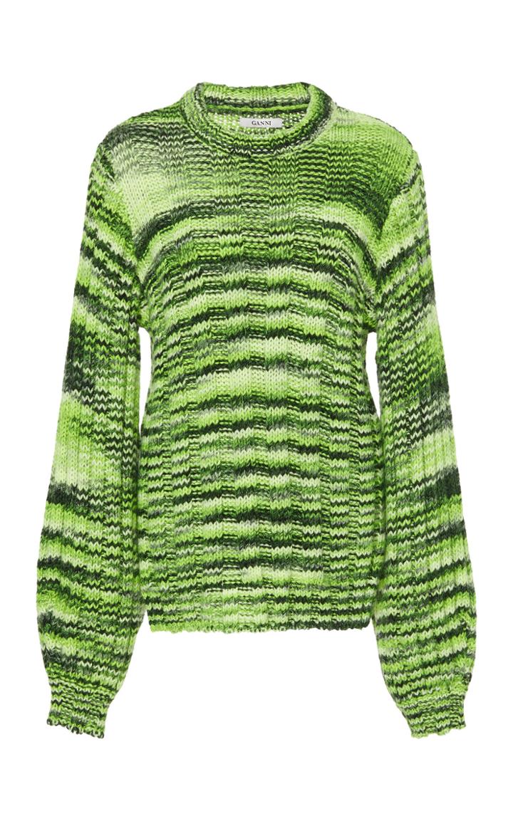 Ganni Balloon-sleeve Melange Sweater
