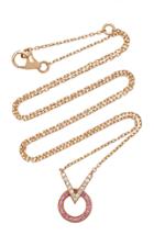 Sabine Getty Rose Gold V Round Necklace With Diamonds And Pink Sapphire