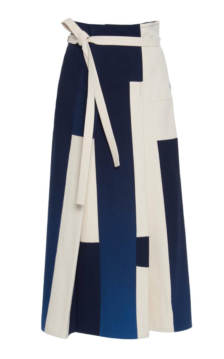 Moda Operandi Jil Sander High-rise Color-block Cotton Skirt
